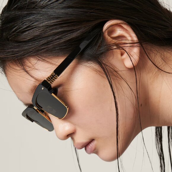 NEW MIU MIU MU10ZS 1AB5S0 WOMEN MIU MIU BLACK GOLD SUNGLASSES MU 10ZS main image 10